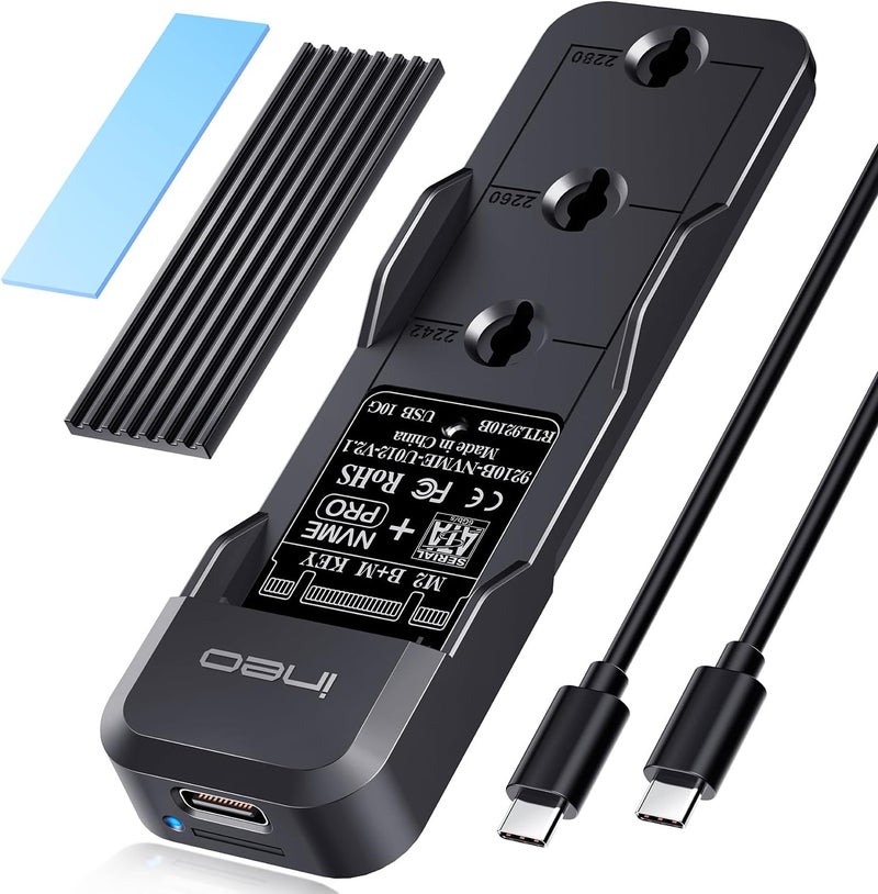 ineo Tool-Free M.2 NVMe & SATA to USB C 20Gbps Docking Stationfor M Key, B+M Key Support 2280 2260 2242 2230 SSDs (M.2 20Gb Dock) - Image 1